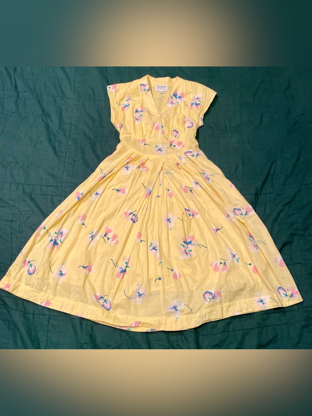 ModCloth 100% Cotton- Yellow Floral Retro Style Midi Dress